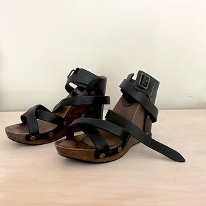 See by Chloe SB16047 Leather Studded Wedge Sandal size 38